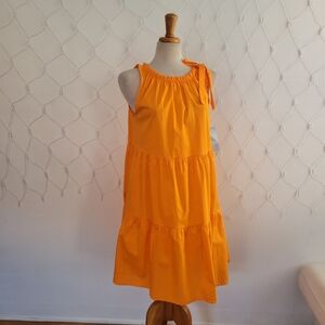 Bright Orange Summer Dress • Three Tier • Fits Small To Smaller Medium